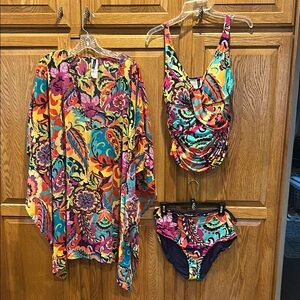 Tahari Multicolor Swimsuit with Bold Patterns
